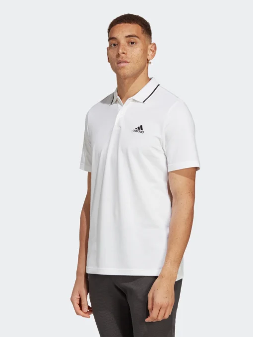 Essentials Piqué Small Logo Polo Shirt - White IC9315 https://mastersportdz.com original Algerie DZ